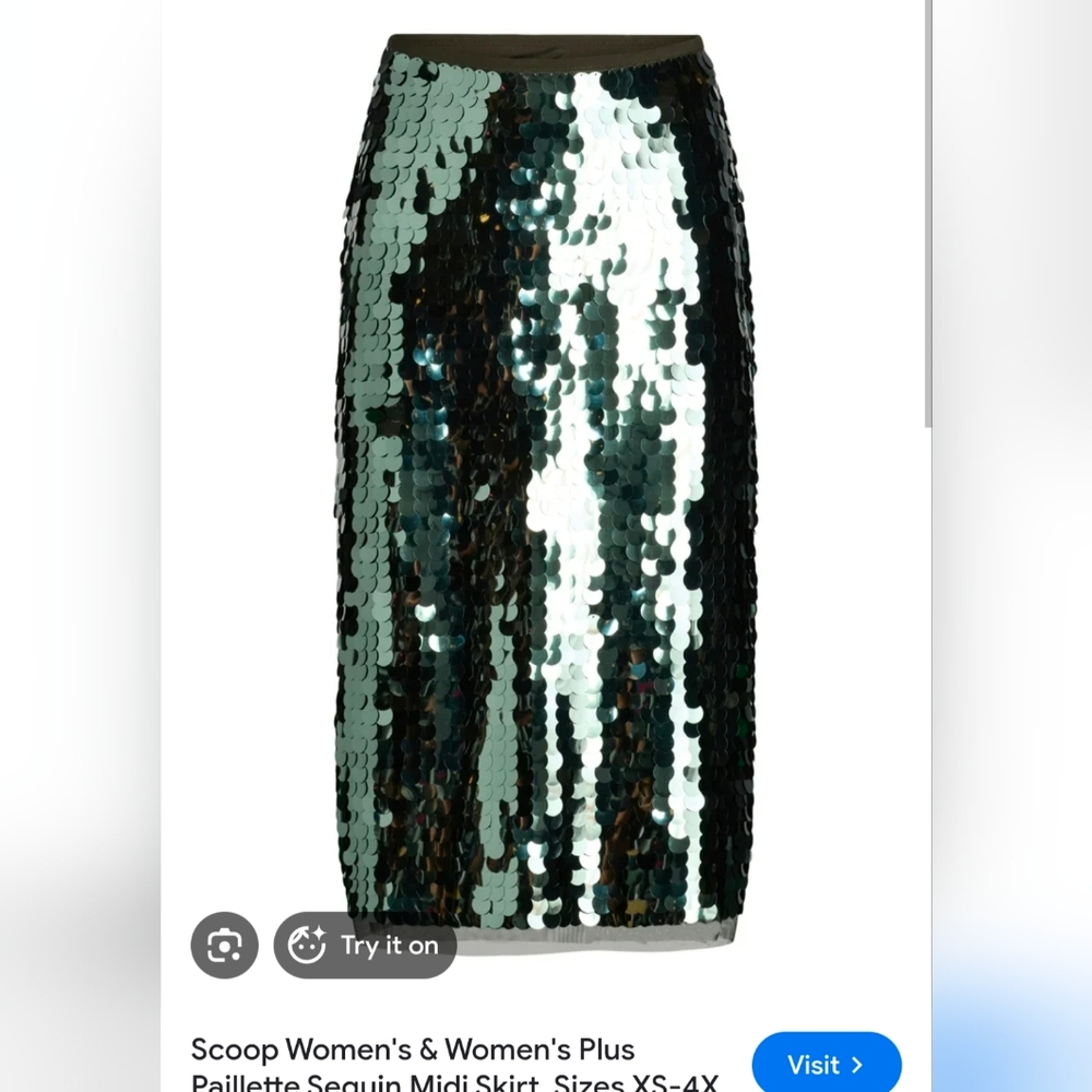 Sold Out Walmart Scoop NYC Green Sequin Pencil Skirt Sz L